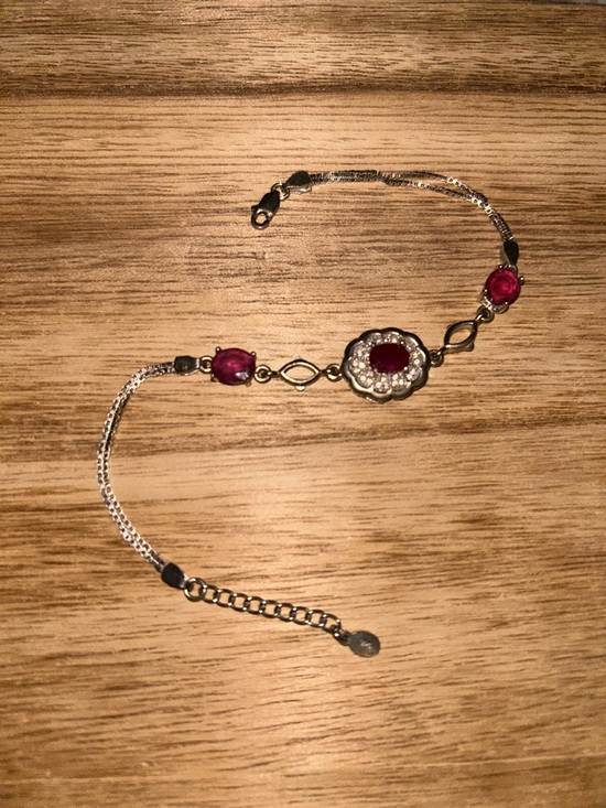 Jewelry - REAL STERLING SILVER Vintage Ruby Gem Bracelet Sterling Silver